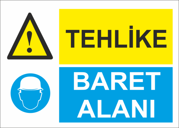 Sticker Master Tehlike Baret Alanı Uyarı Levhası etiket çıkartma - 0