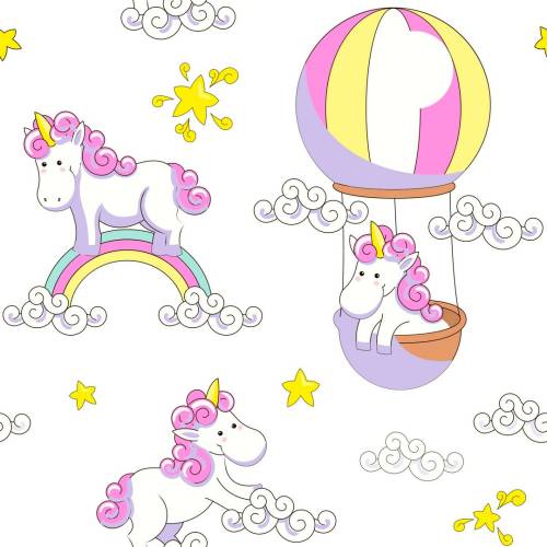 Sticker Master Unicorn ve Gökkuşağı Çocuk Duvar Etiket Çıkarma - 0