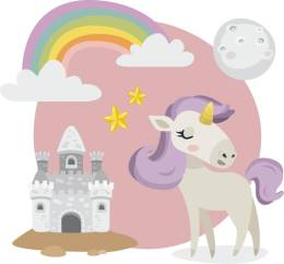 Sticker Master Unicorn ve Kale Bebek Genç Çocuk Odası Çıkartma